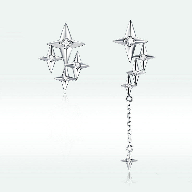 Sterling Silver Starry Stud Earrings Fashion-Jewearrings