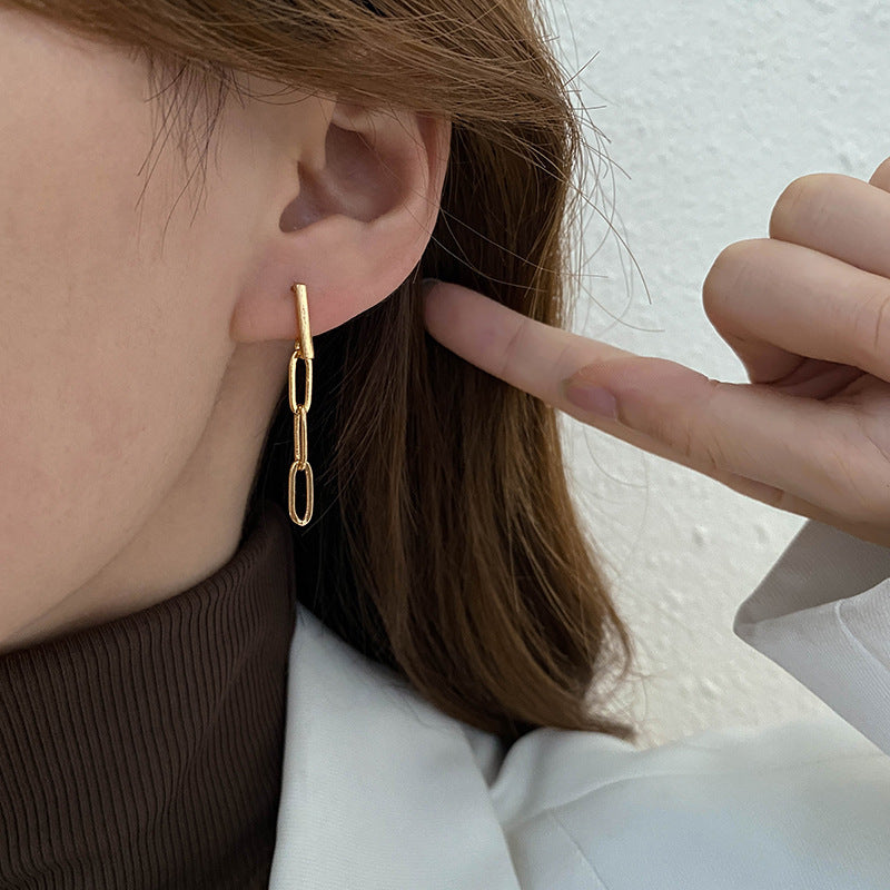 Stud Trendy Paper Clip Earrings-Jewearrings