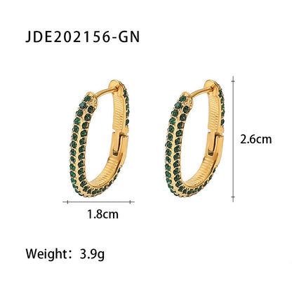 New Fashion Wild 18K Gold Plated White Square Crystal Zircon Hoop Earrings-Jewearrings