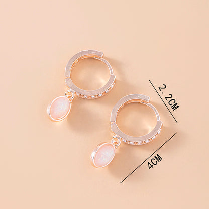 Pink Opal Stone Earrings For Women-Jewearrings