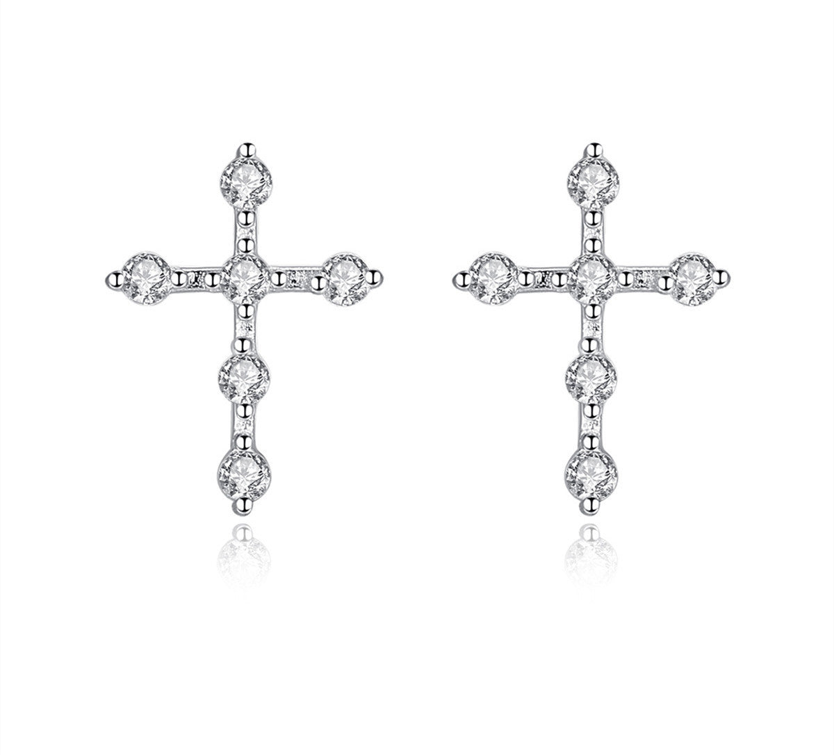 Cross small zircon earrings-Jewearrings