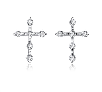 Cross small zircon earrings-Jewearrings