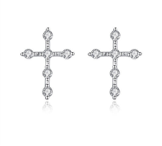 Cross small zircon earrings-Jewearrings