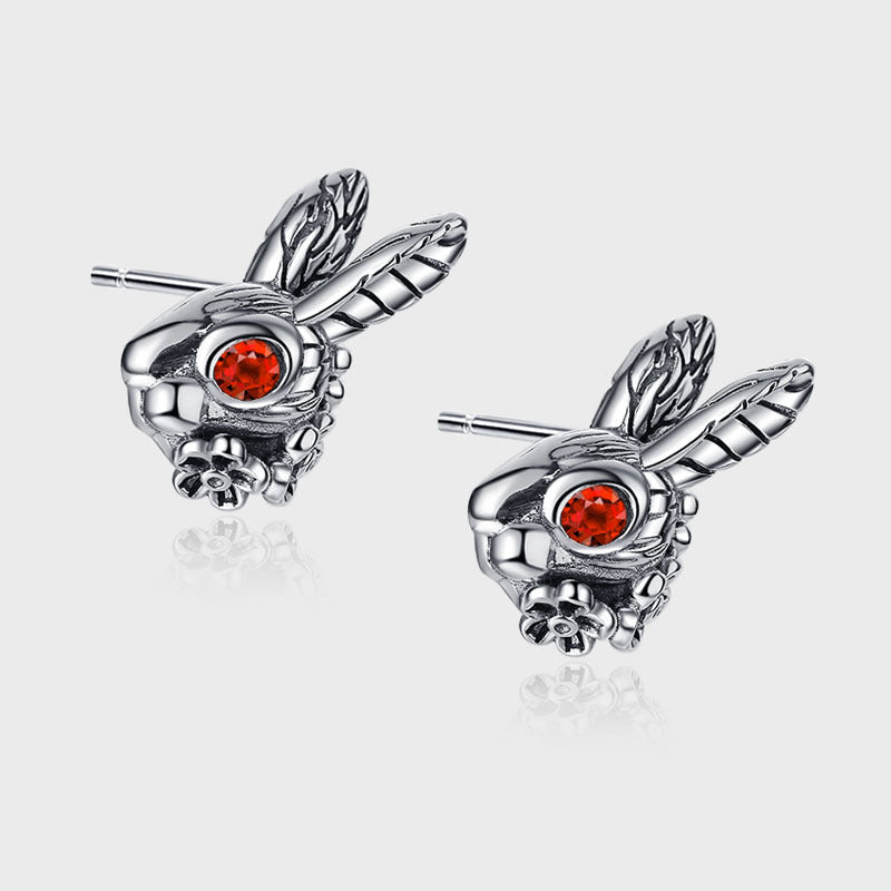 S925 Sterling Silver Stud Earrings Arrogant Retro Rabbit-Jewearrings