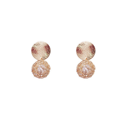 Woven pearl mesh earrings-Jewearrings