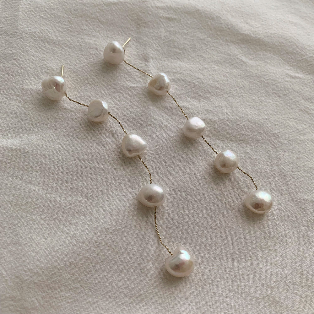 Women's Fashion Pearl Tassel Earrings-Jewearrings