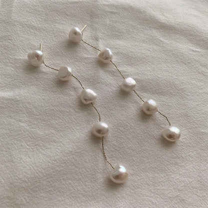 Women's Fashion Pearl Tassel Earrings-Jewearrings