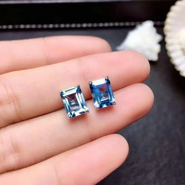 Women's 925 Plated Imitation Topaz Stud Earrings Gift-Jewearrings