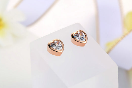 Round Stud Earrings Zircon Micro-Inlaid Gold Earrings-Jewearrings