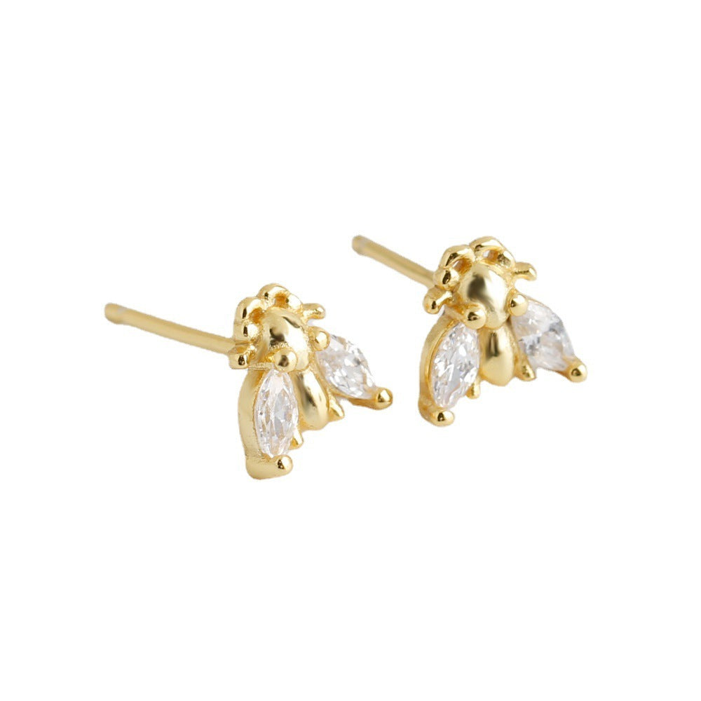 Small And Simple Insect-shaped S925 Sterling Silver Stud Earrings-Jewearrings