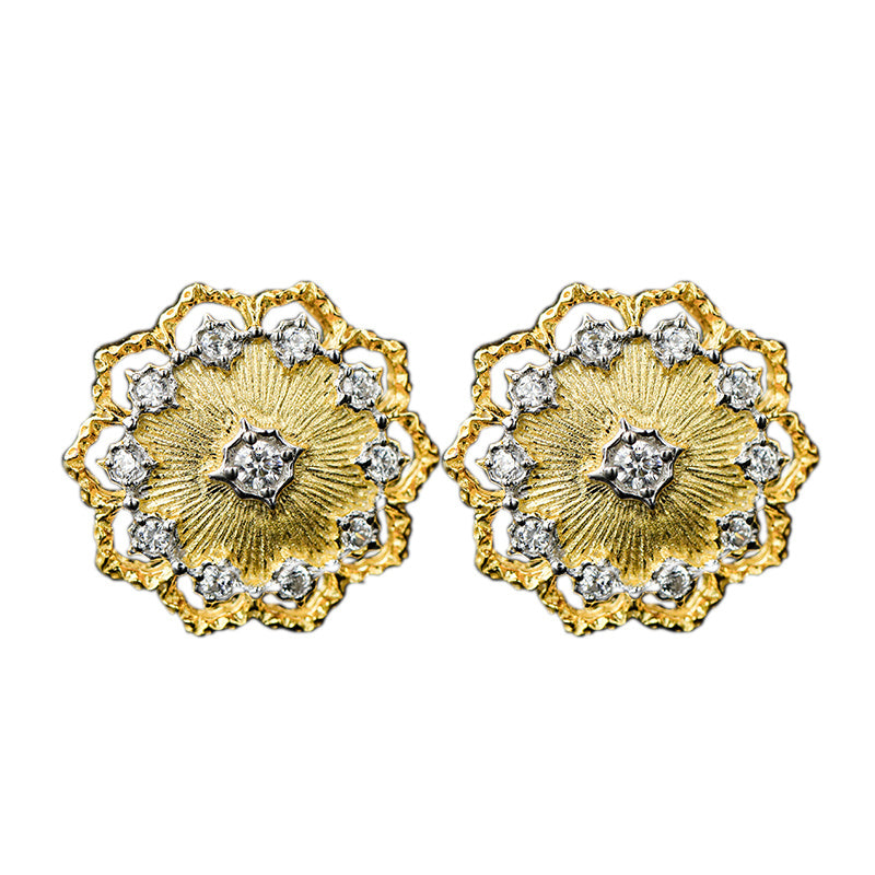 Ancient Court Sunflower Stud Earrings-Jewearrings