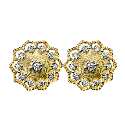 Ancient Court Sunflower Stud Earrings-Jewearrings