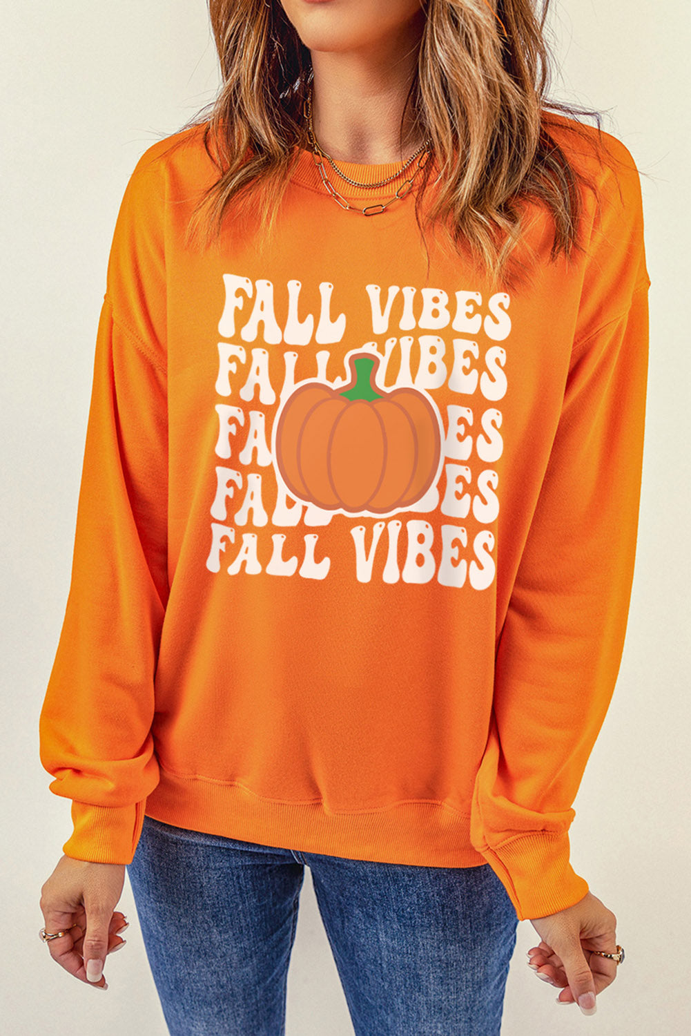 FALL VIBES Graphic Dropped Shoulder Sweatshirt-Jewearrings