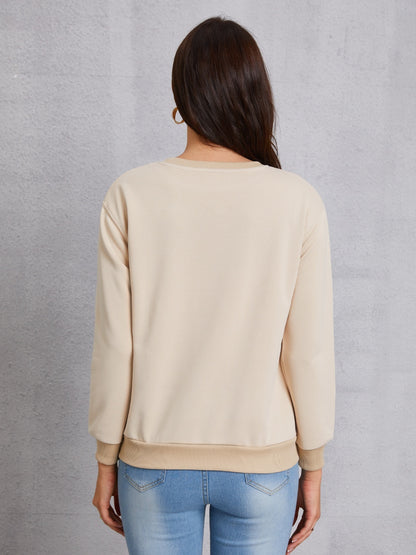 LOVE Round Neck Dropped Shoulder Sweatshirt-Jewearrings