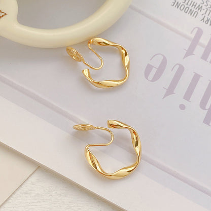 Top quality 18K Gold Color Mosquito Coil Clip on Hoop Earrings Hot Sale C Shape Copper C Shape Cuff Earrings Ear Clip-Jewearrings