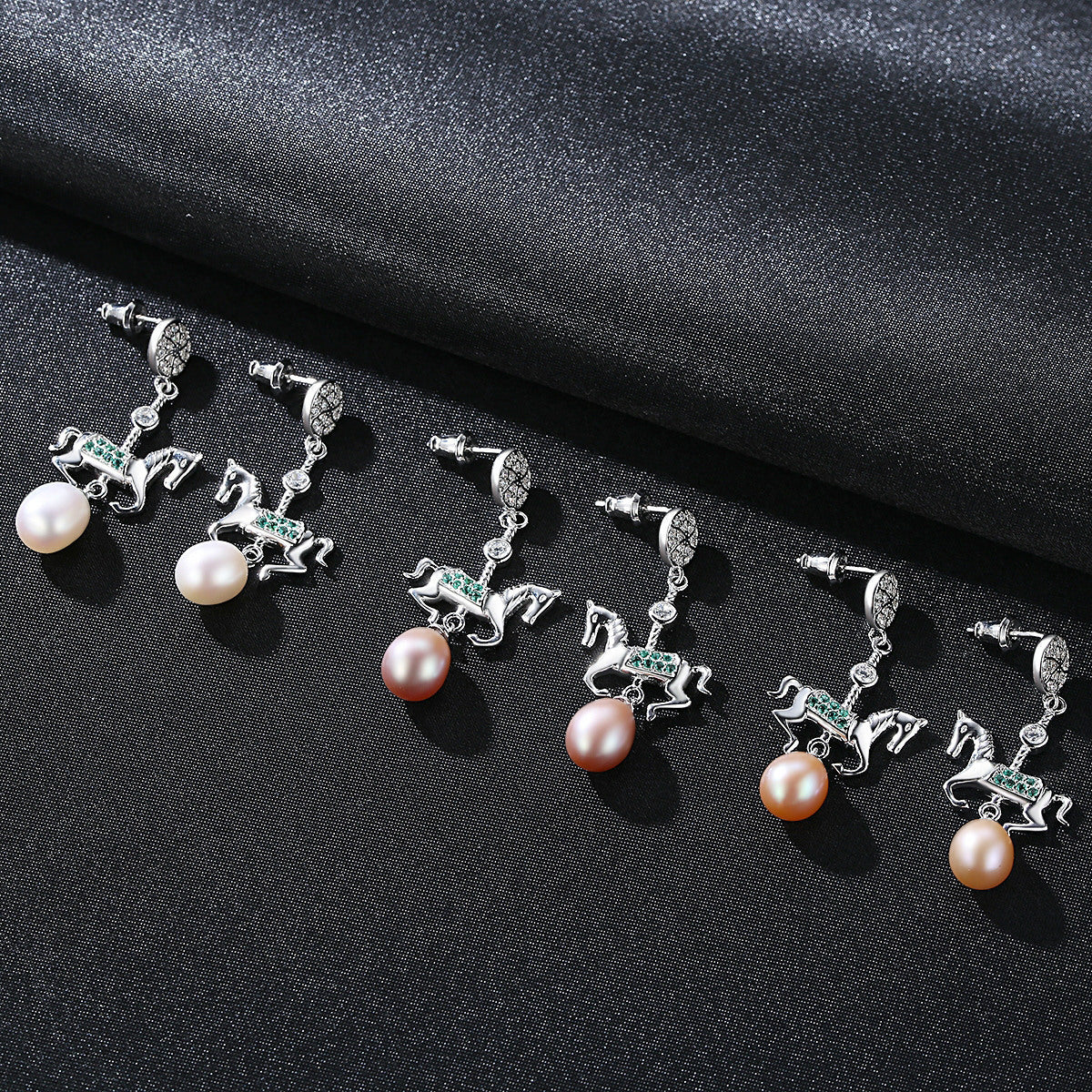 S925 Sterling Silver Pearl Earrings New Carousel-Jewearrings