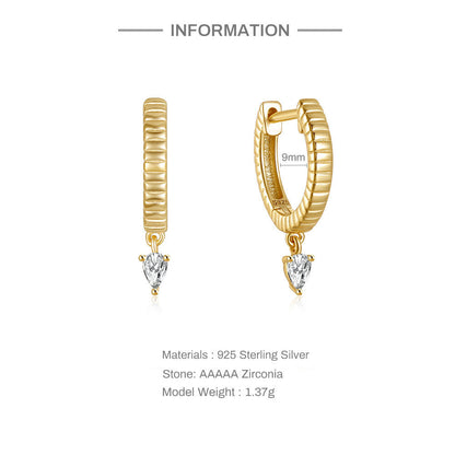 S925 Sterling Silver Fashion Minimalistic Water Drops Rhinestone Earrings-Jewearrings