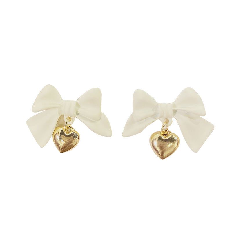 Metal Ladies Bow Love Earrings-Jewearrings