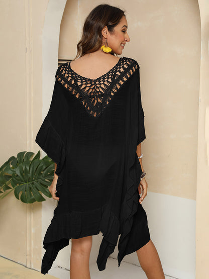 Cutout Ruffled Half Sleeve Cover-Up-Jewearrings