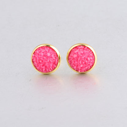 Starry Stainless Steel Water Plated Gold Stud Earrings-Jewearrings