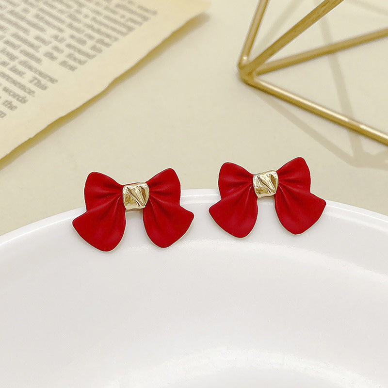 Red Black Color Bowknot Dangle Earrings For Girl Korean Sweet Women Fashion Jewelry-Jewearrings