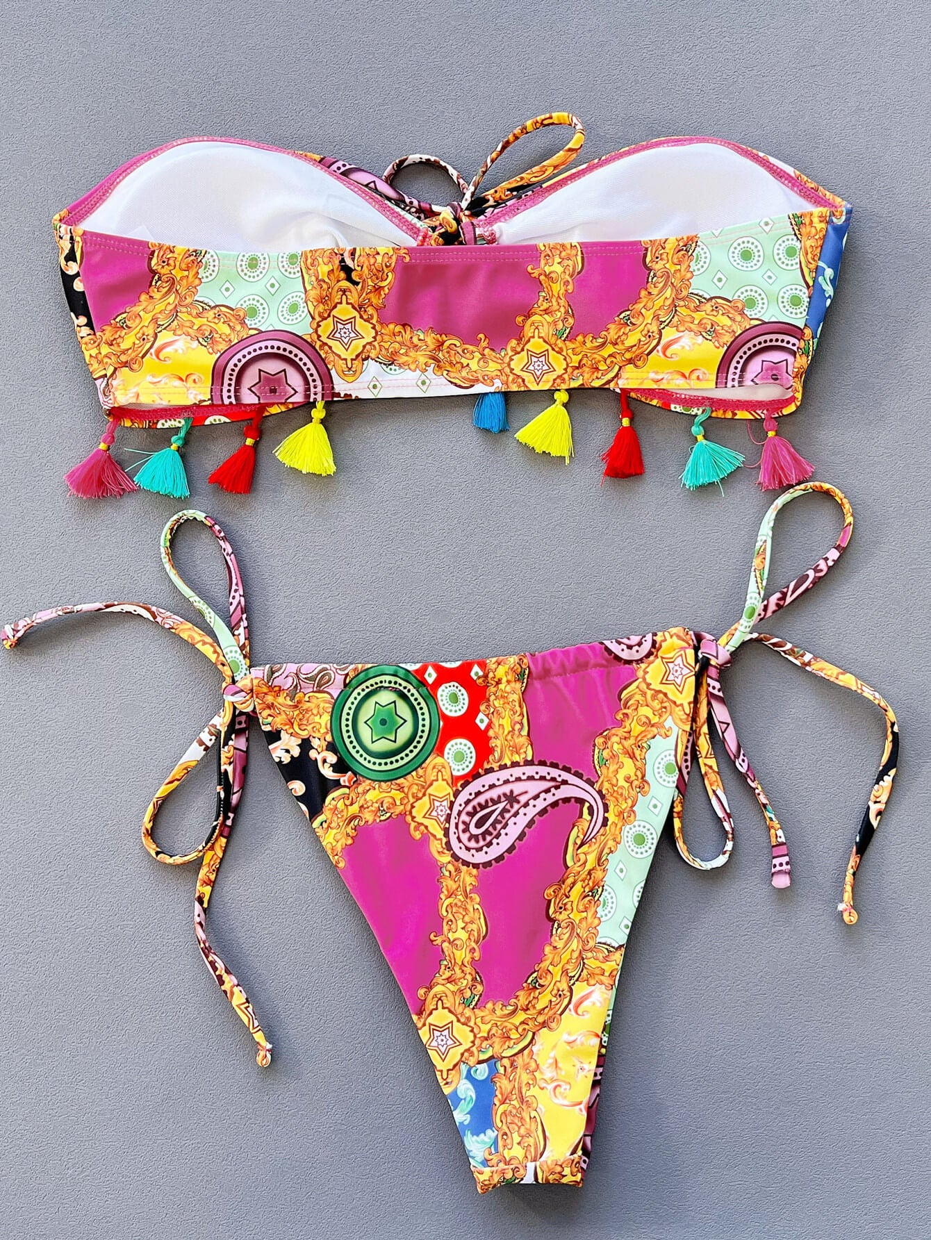 Printed Tied Strapless Bikini Set-Jewearrings