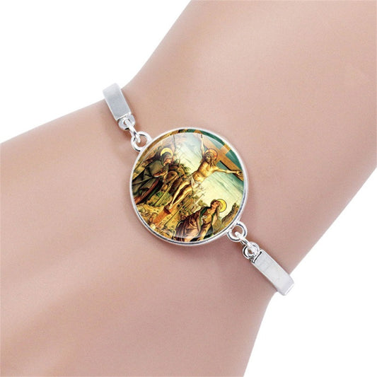 Sunflower Girl With Pearl Earrings World Famous Painting Bracelet-Jewearrings