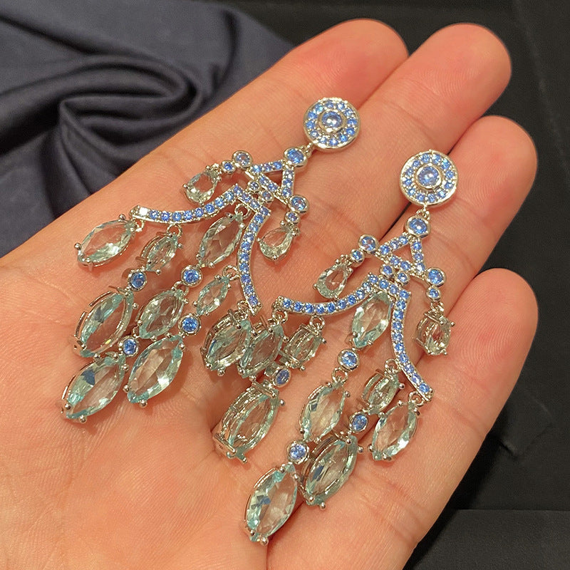 Silver Needle Zircon Temperament Earrings Flashing Diamonds-Jewearrings