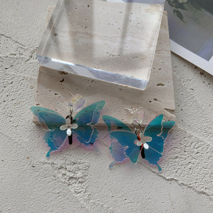 Silver Needle Original Gradient Phantom Dance Butterfly Earrings-Jewearrings