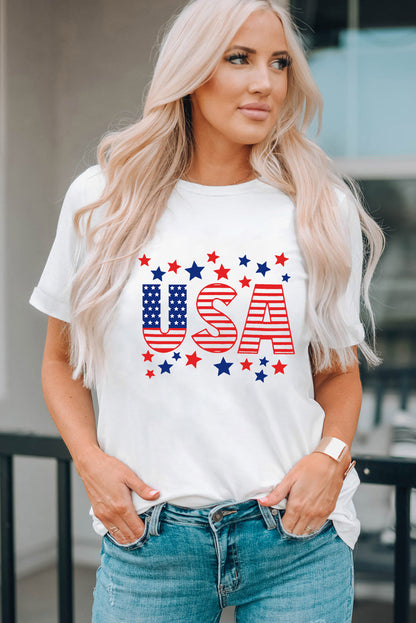 USA Star and Stripe Graphic Tee-Jewearrings