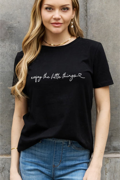 Simply Love Full Size ENJOY THE LITTLE THINGS Graphic Cotton Tee-Jewearrings