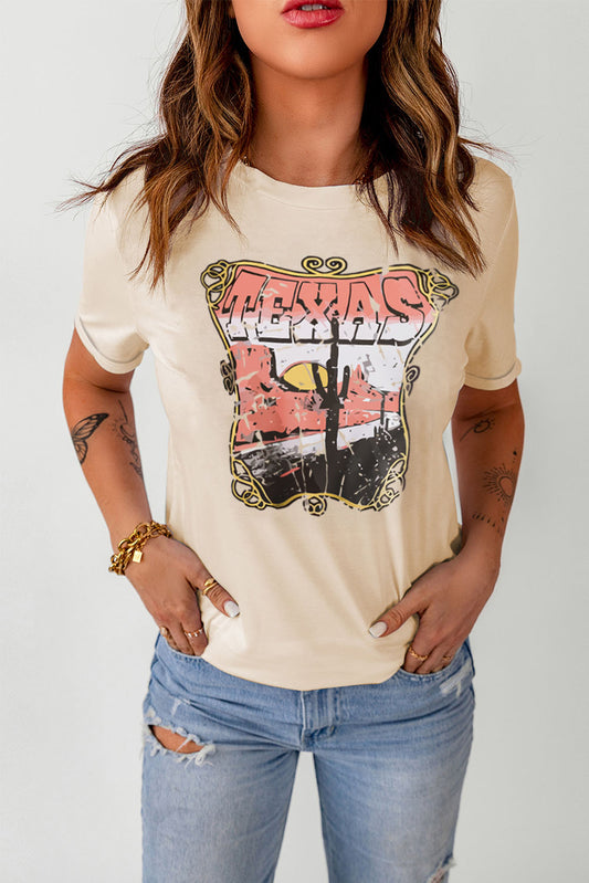 TEXAS Graphic Cuffed Tee Shirt-Jewearrings