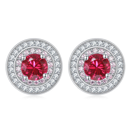 Sterling Silver Round Micro Set Zircon Earrings-Jewearrings