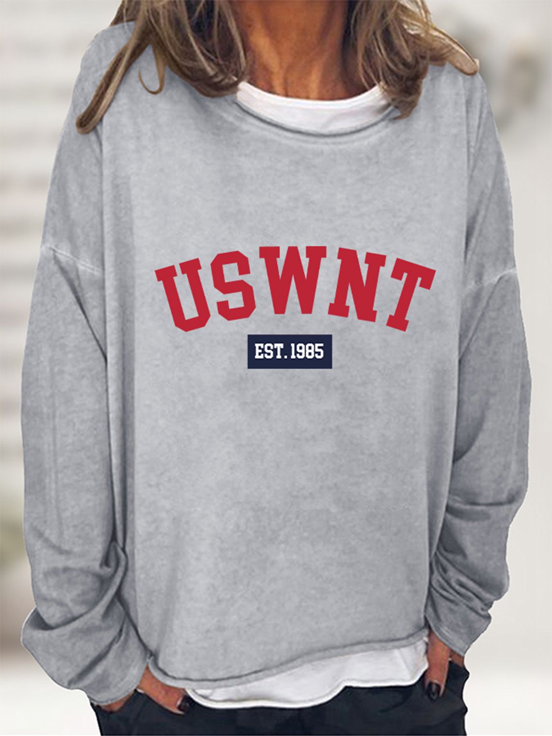 USWNT Round Neck Long Sleeve Sweatshirt-Jewearrings