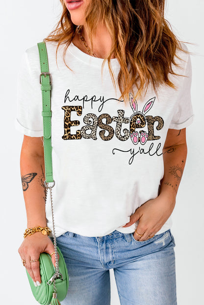 HAPPY EASTER Y'ALL Graphic Round Neck Tee-Jewearrings