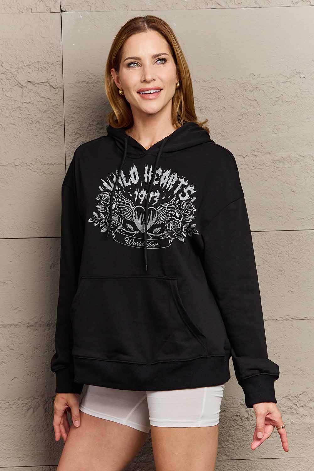 Simply Love Simply Love Full Size WILD HEARTS 1993 WORLD TOUR Graphic Hoodie-Jewearrings