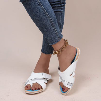 Crisscross PU Leather Open Toe Sandals-Jewearrings