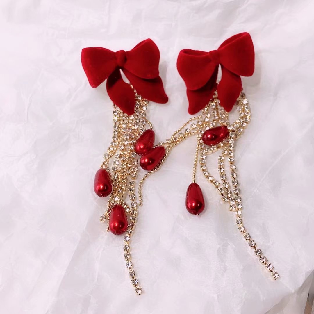 Super Cute Velvet Bow Earrings For Christmas-Jewearrings