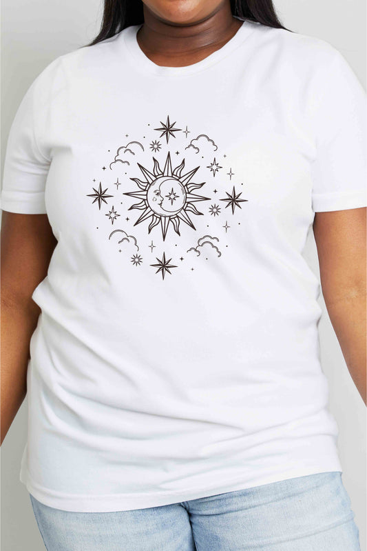 Simply Love Full Size Celestial Graphic Short Sleeve Cotton Tee-Jewearrings