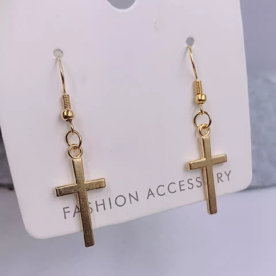 Personalized Hip-hop Punk Style Cross Earrings-Jewearrings