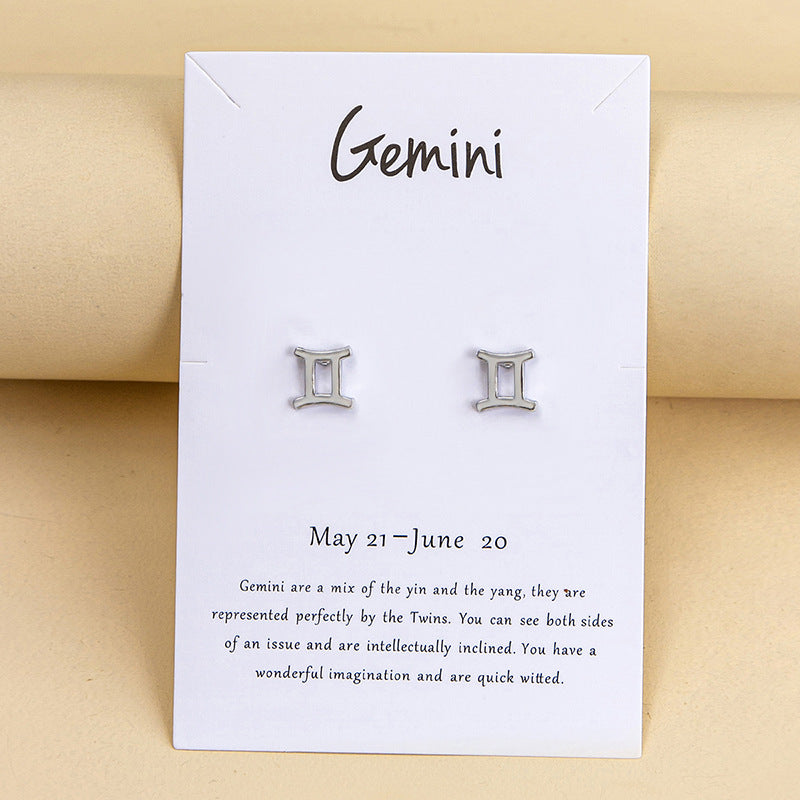 Twelve Constellation Earrings Gold And Silver 12 Zodiac-Jewearrings