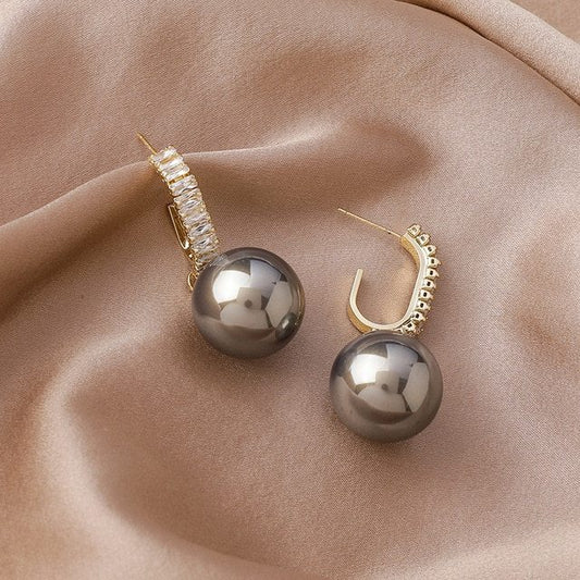 Vintage Metal Earrings Pearl Earrings Hong Kong Style Earrings-Jewearrings