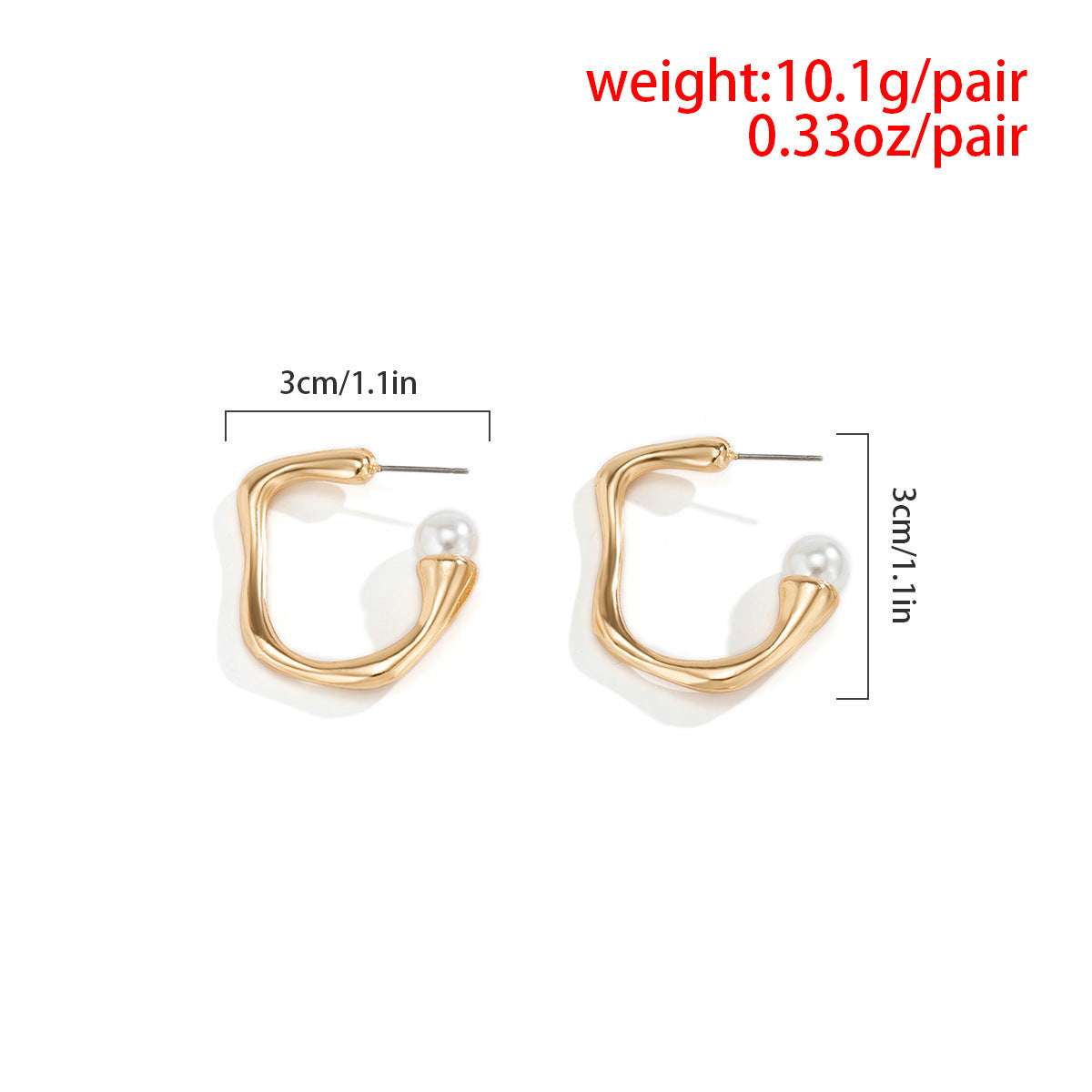 Women's C-shaped Stud Earrings With Metal Frosty Texture-Jewearrings