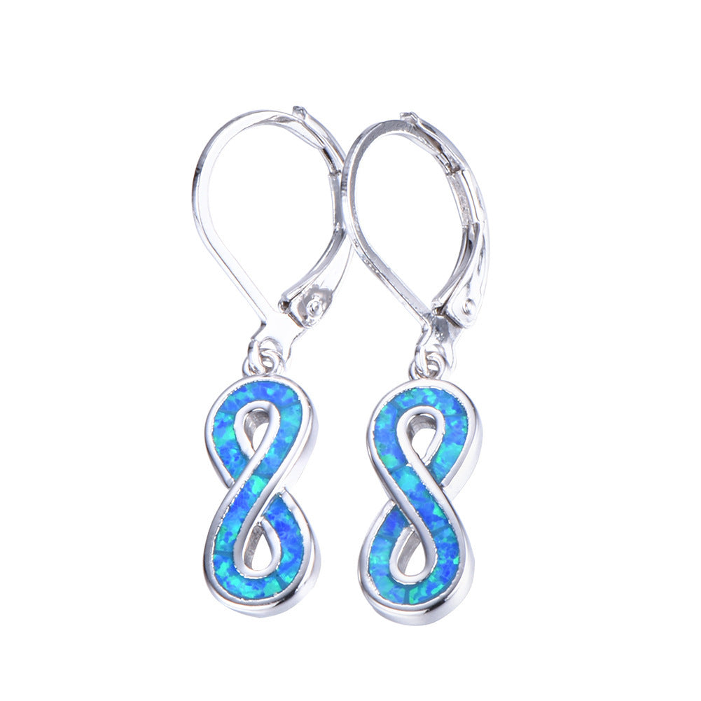 White Opal Figure 8 Earrings-Jewearrings