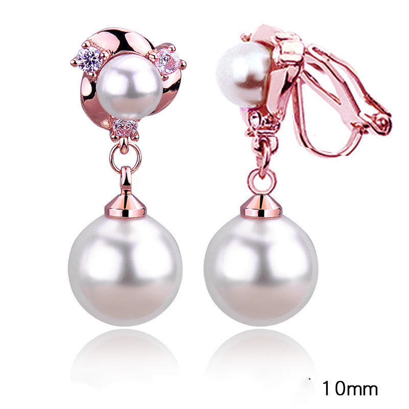 Style Tassel Clip Sterling Silver Pearl Earrings For Women-Jewearrings