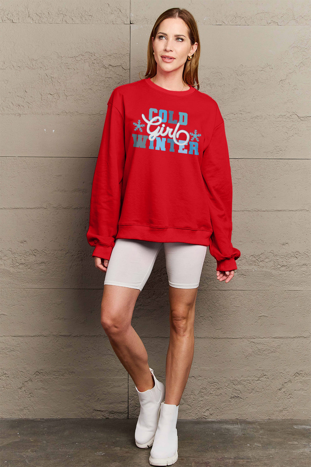 Simply Love Full Size COLD WINTER Graphic Long Sleeve Sweatshirt-Jewearrings