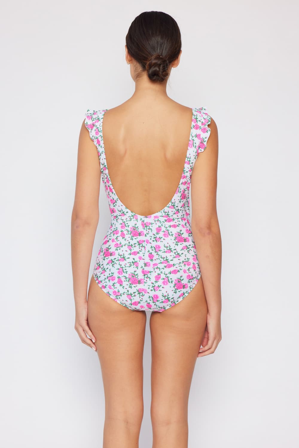 Marina West Swim Full Size Float On Ruffle Faux Wrap One-Piece in Roses Off-White-Jewearrings