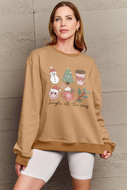 Simply Love Full Size JINGLE ALL THE WAY Long Sleeve Sweatshirt-Jewearrings