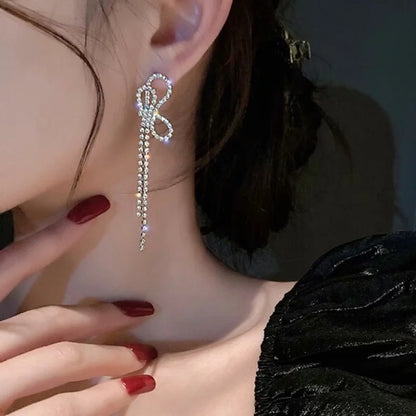 Long Bow Tassel Earrings Female New Fashion Korean-Jewearrings