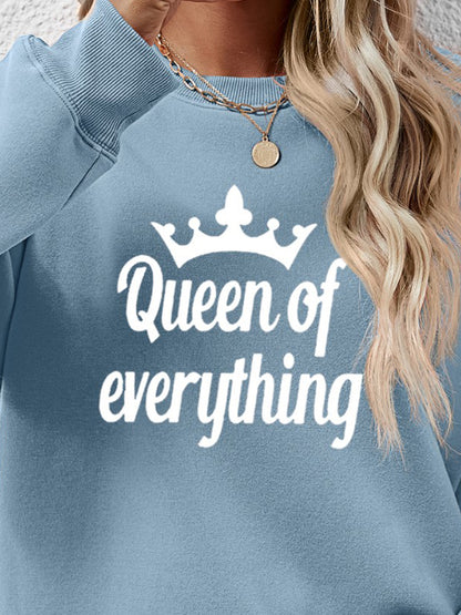 QUEEN OF EVERYTHING Round Neck Sweatshirt-Jewearrings